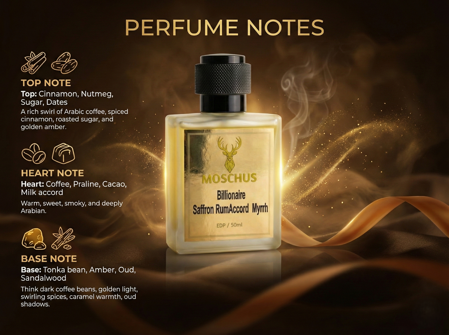 Billionaire – Arabian Coffee Spiced Gourmand Eau de Parfum | Unisex Long-Lasting Luxury Scent by MOSCHUS