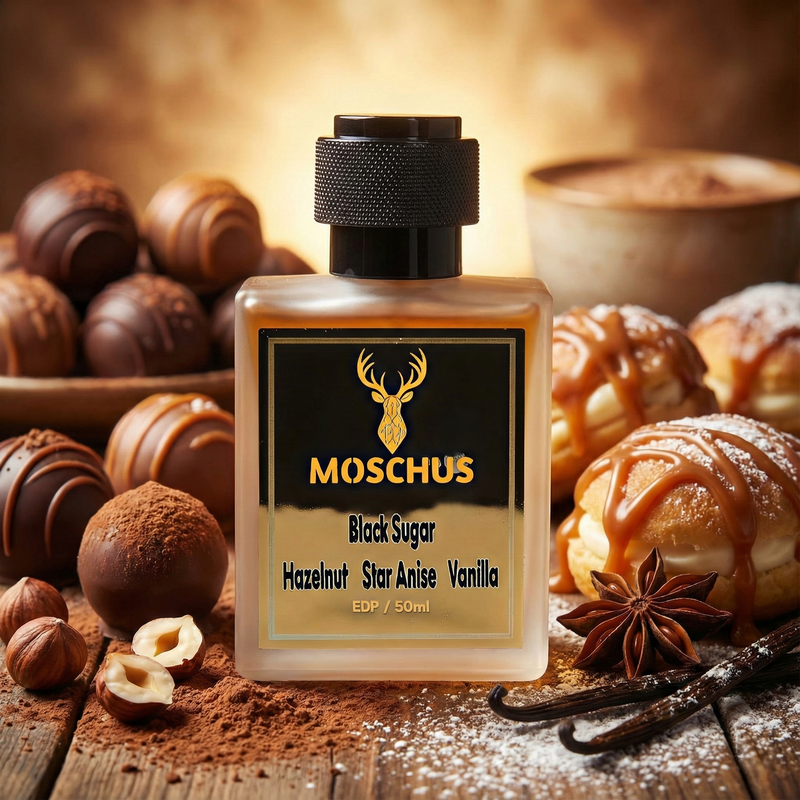 Black Sugar Eau de Parfum – Sweet Gourmand Chocolate Perfume | Unisex Long-Lasting Dessert Scent by MOSCHUS