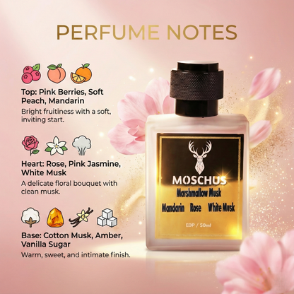 Marshmallow Musk Eau de Parfum – Soft Sweet Musk Perfume for Women | Long-Lasting Powdery Floral Scent by MOSCHUS