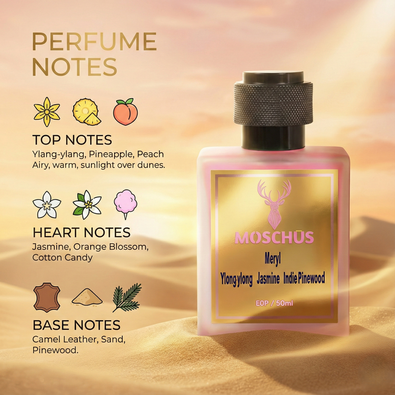 Meryl Eau de Parfum – Fresh Floral Woody Perfume | Unisex Long-Lasting Desert Breeze Scent by MOSCHUS