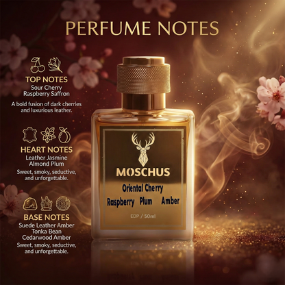 Oriental Cherry Eau de Parfum – Cherry Leather Amber Perfume | Unisex Long-Lasting Luxury Scent by MOSCHUS