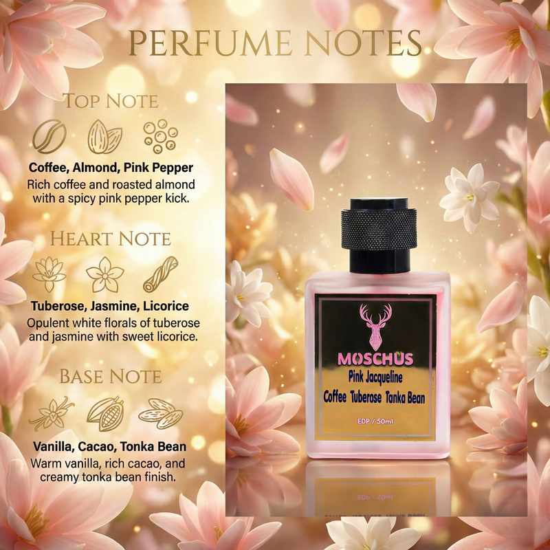 Pink Jacqueline Eau de Parfum – Sweet Floral Gourmand Perfume for Women | Long-Lasting Luxury Scent by MOSCHUS