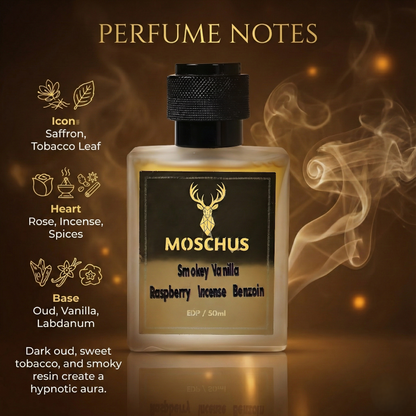 MOSCHUS Smokey Vanilla Eau de Parfum – Smoky Amber Vanilla Perfume for Men & Women Unisex