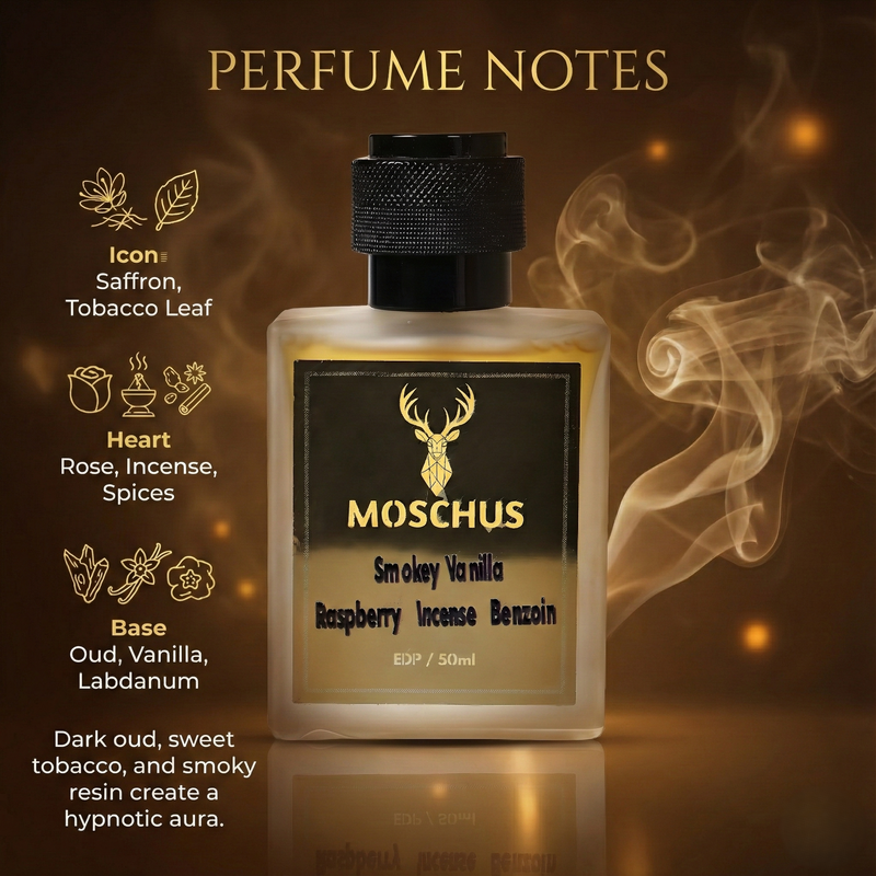 MOSCHUS Smokey Vanilla Eau de Parfum – Smoky Amber Vanilla Perfume for Men & Women Unisex